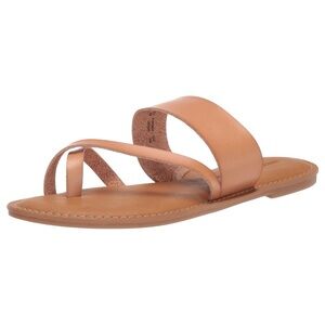 Amazon Essentials Womens Faux Leather One Band Flip Flop Sandals Tan Size 6 New
